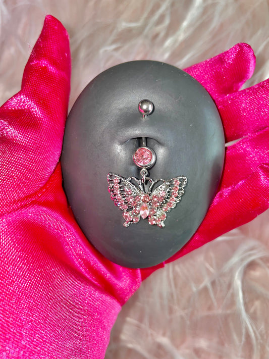 Pink Butterfly Belly Ring